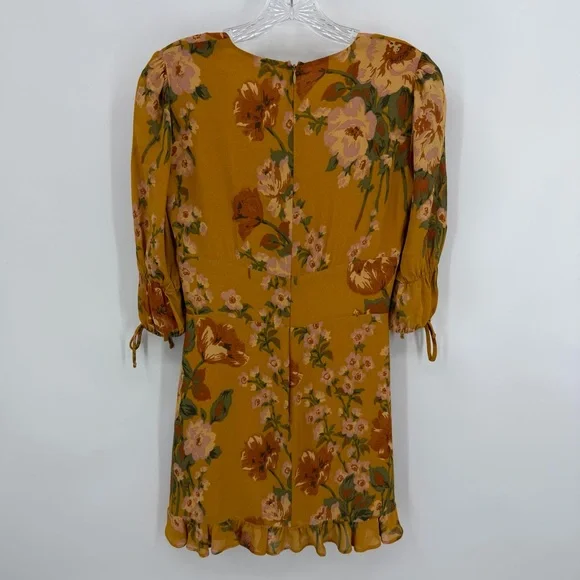 Reformation Scarlett V-Neck Mini Dress Orange Floral Size 4 - Picture 7 of 12